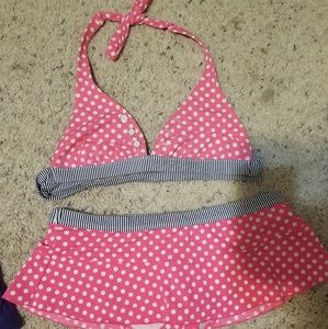 Pink polka dotted bikini, medium